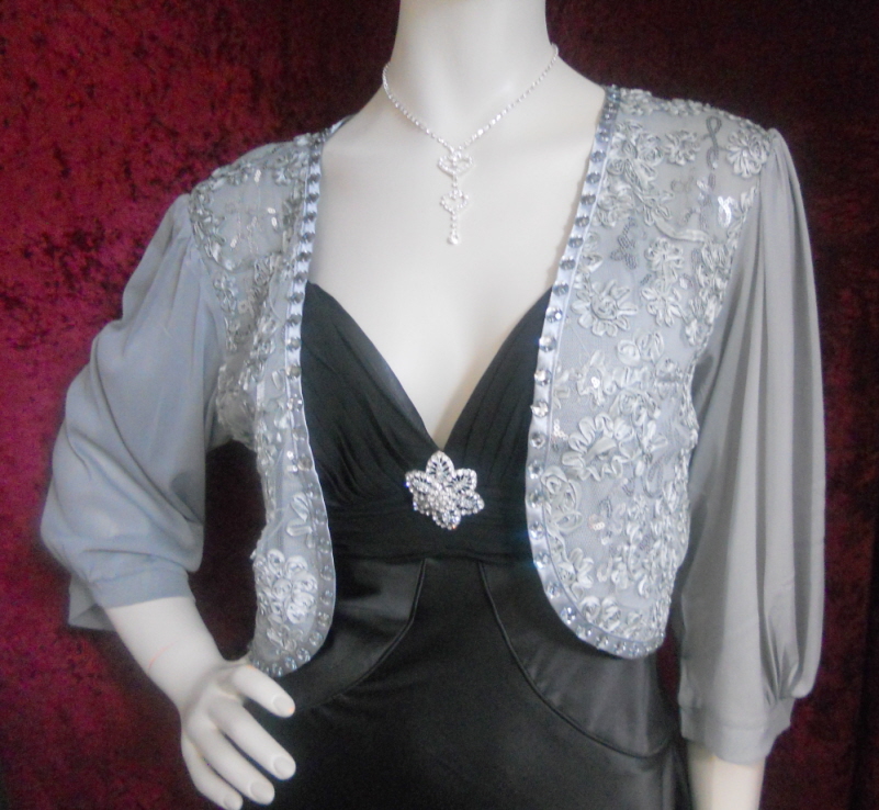 elegantgraychiffonbolerojacket