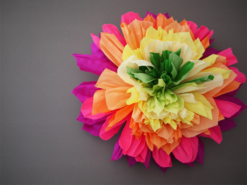 colorful wedding DIY project reception decor crepe paper flowers 13