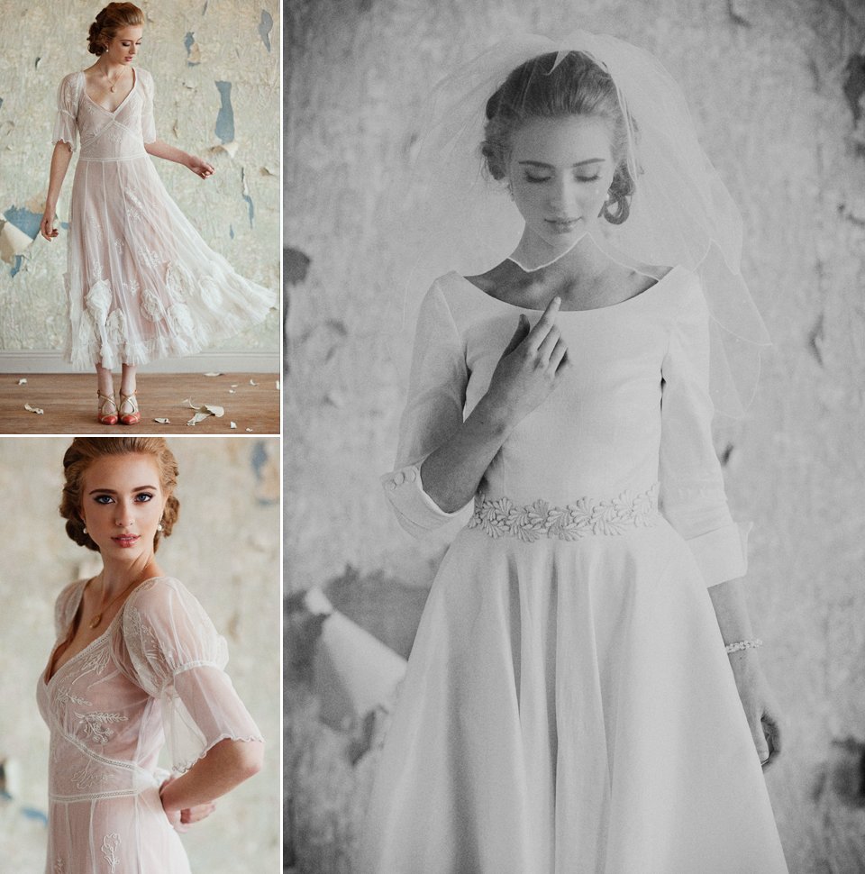 vintage inspired tea length wedding dresses