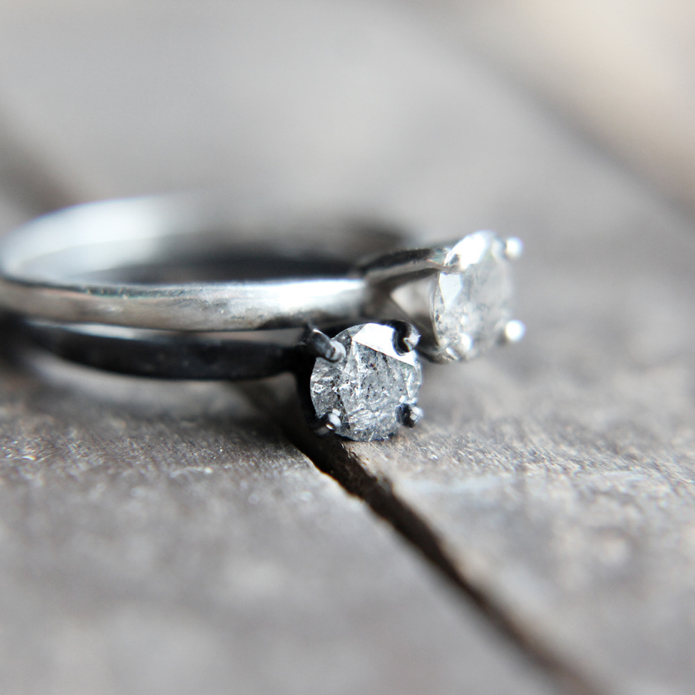 rough diamond engagement ring two stone