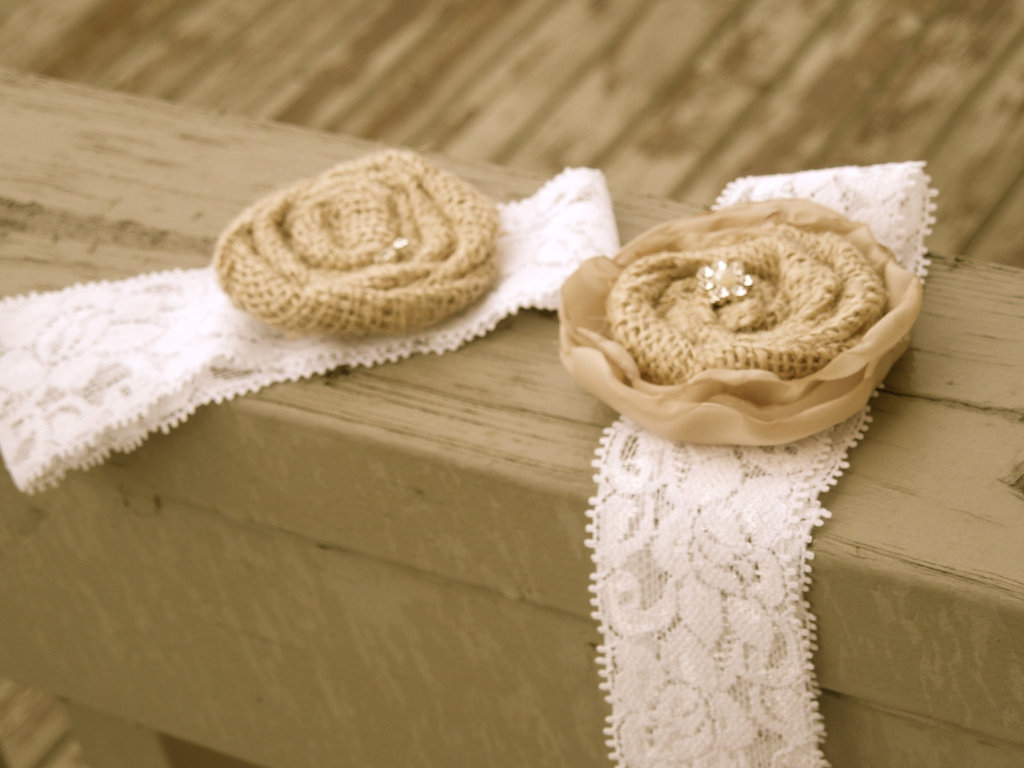 bridal garter lace burlap