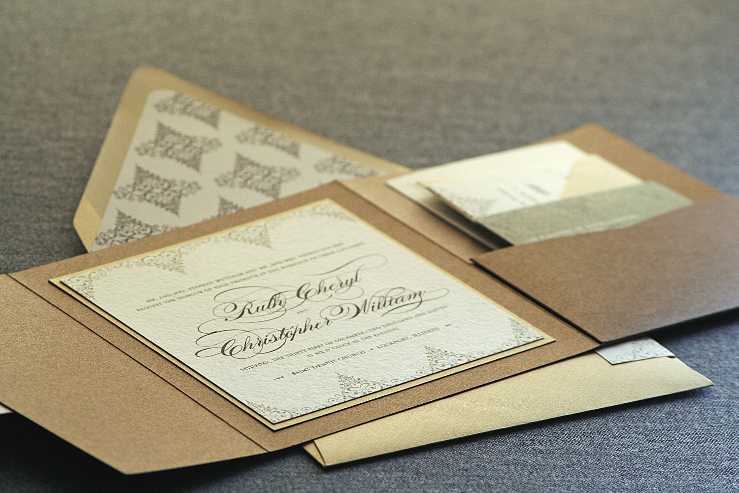 gilded wedding invitations Etsy weddings stationery delicate filigree