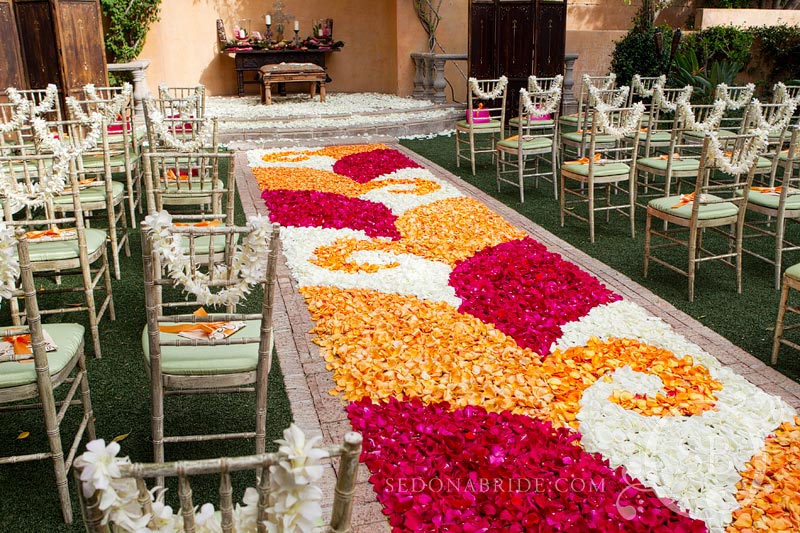 rose petal aisle runner for outdoor weddings