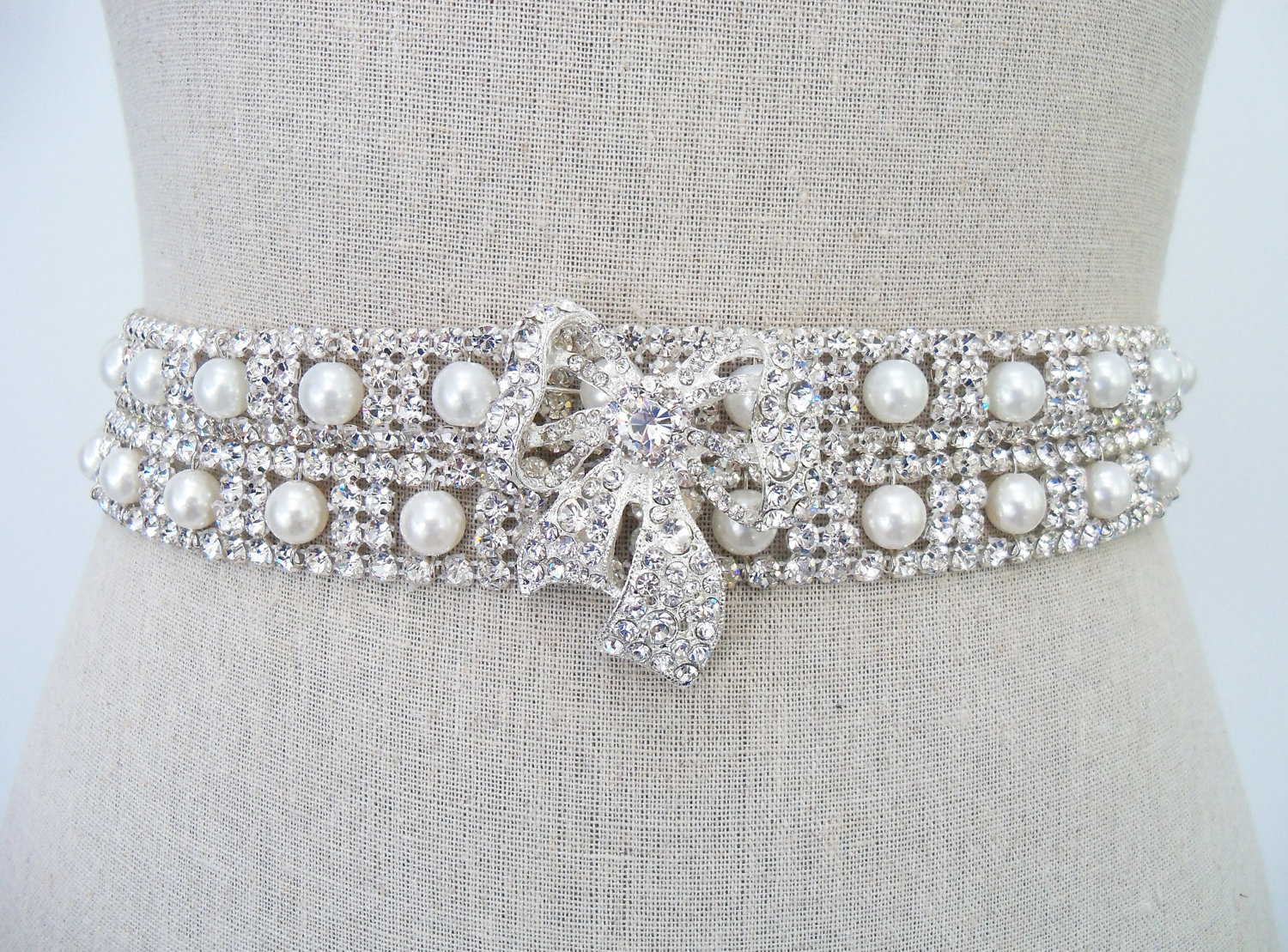 pearl wedding accessories handmade Etsy wedding finds rhinestone pearl sash