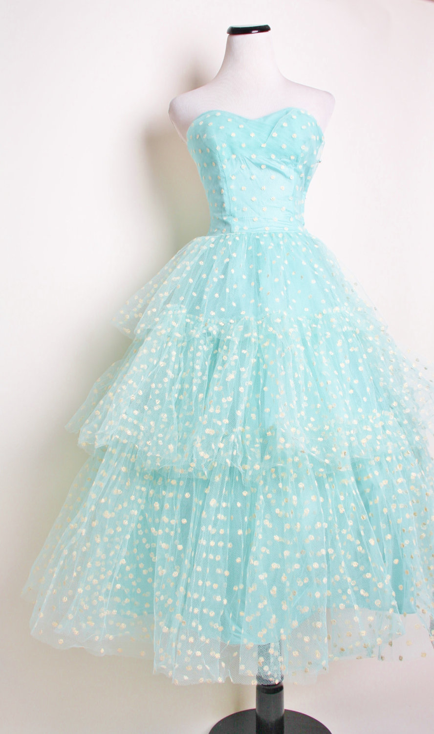 unique wedding dresses non white bridal gown aqua tea length | OneWed.com