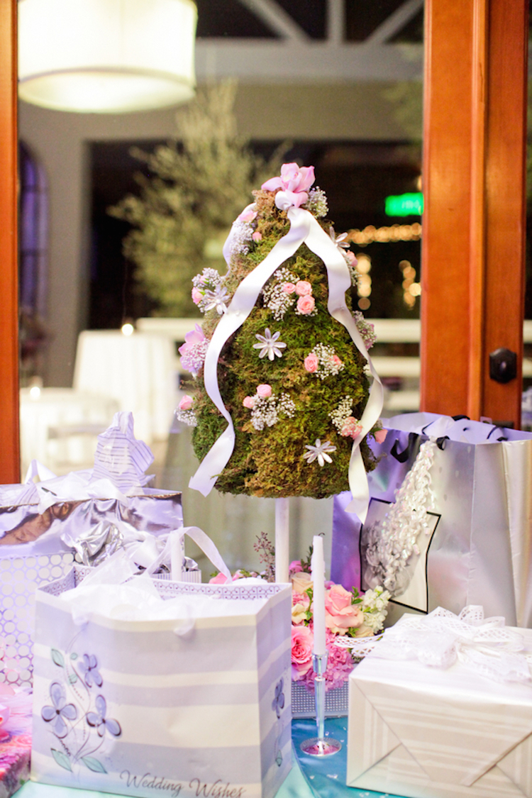 Gift Table Decor with a Mossy Centerpiece