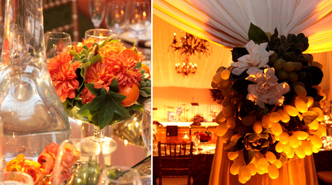 Bright Orange Flowers With Green Succulents For Table Centerpieces Bright Orange Flowers With Green Succulents For Table Centerpieces G And Oranges Were Used As