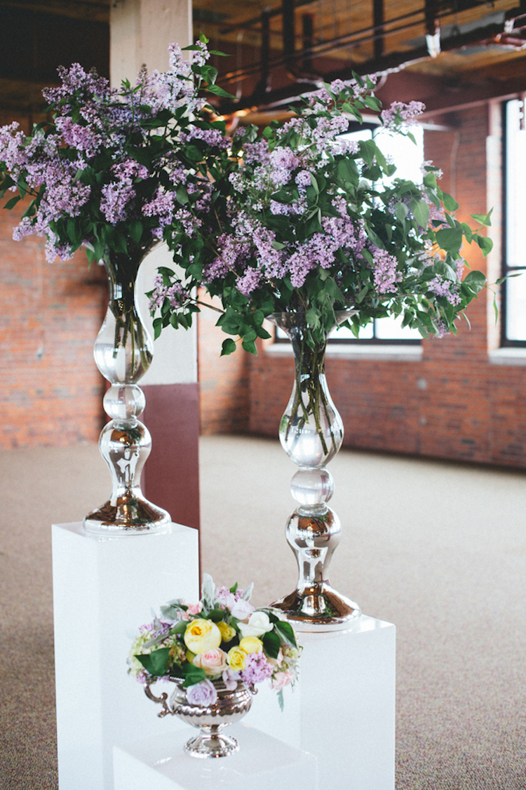 Floral Displays on White Pedestal