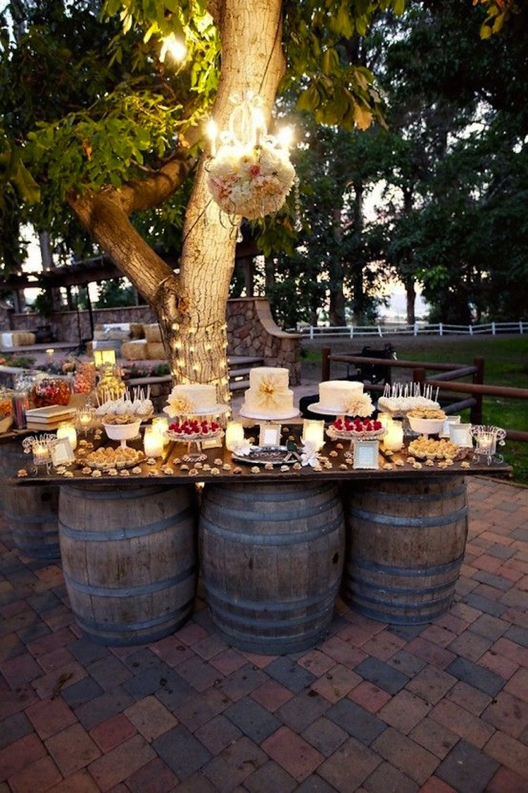 Wine Barrels Dessert Table