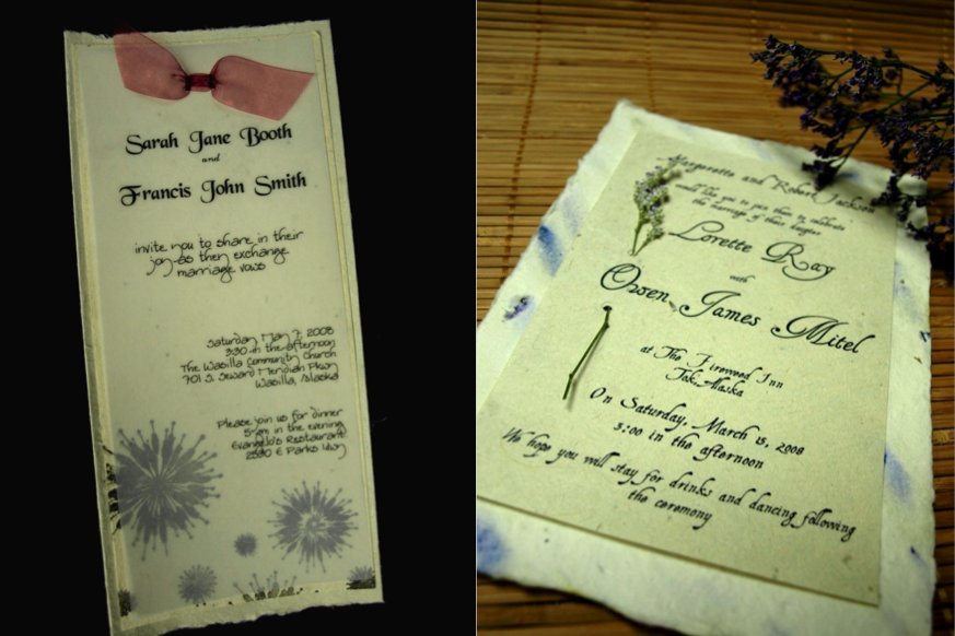 These beautiful wedding invitations are made from paper that can be