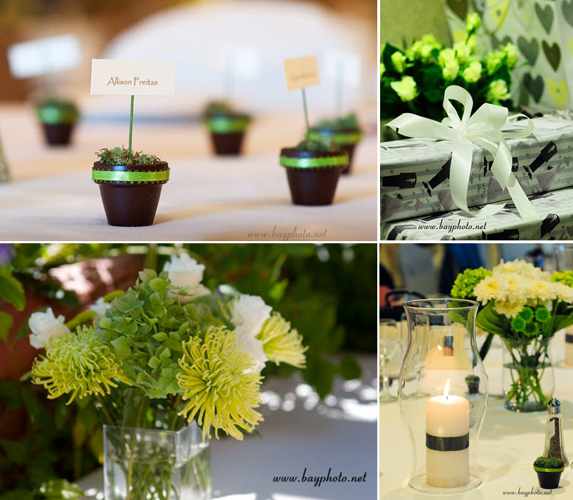 Green Black And Ivory Wedding Details Mini Flower Pots For Place Green Black And Ivory Wedding Details Mini Flower Pots For Place Cards Lime Centerpi