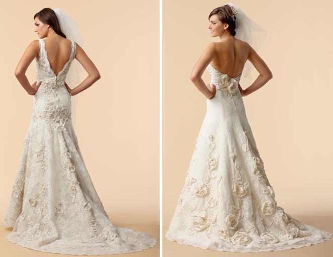 Stunning lace and dutchess satin ivory wedding dresses with beautiful