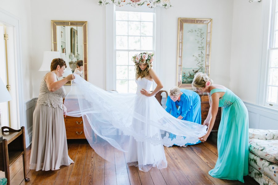 Getting Help to Put on the Dress