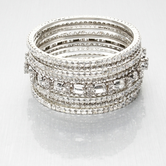 Stunning silver and diamond bridal bangles, glamourous for your wedding day