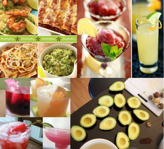 Delicious and colorful appetizers, food, and cocktails for your margarita party