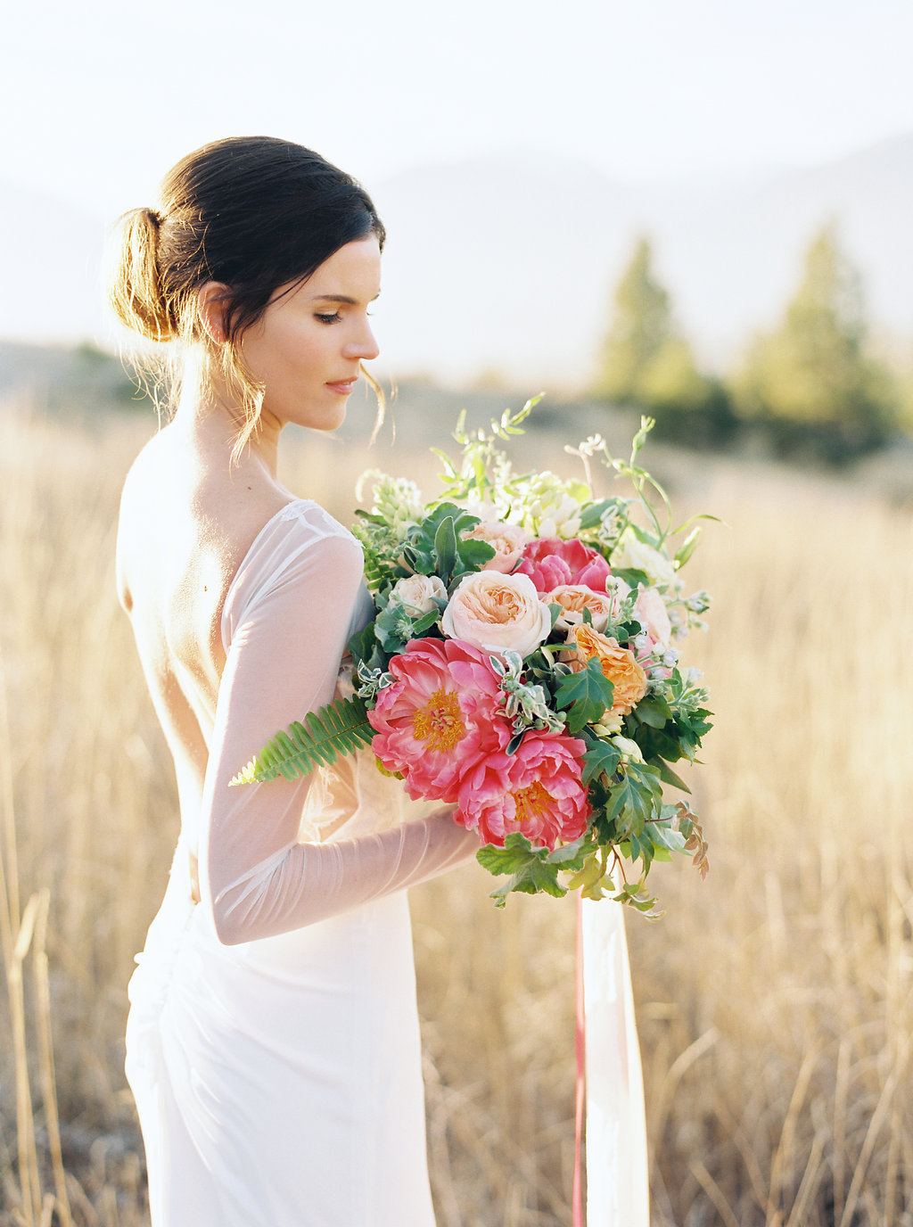 Lovely Bride with her Bouquet