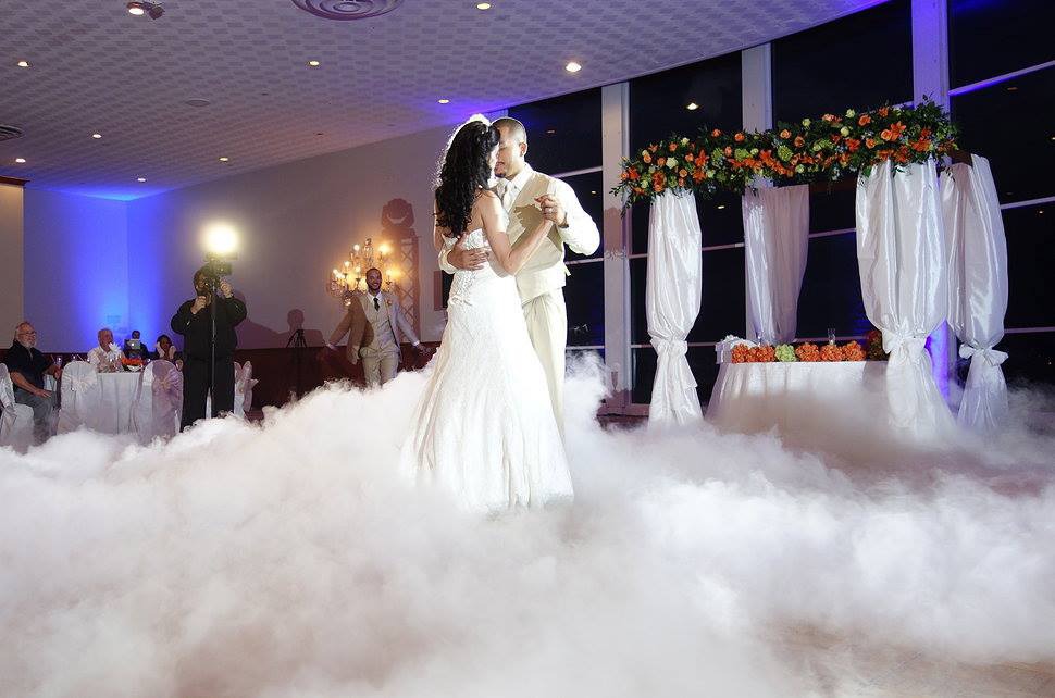 On a cloud wedding stage set up