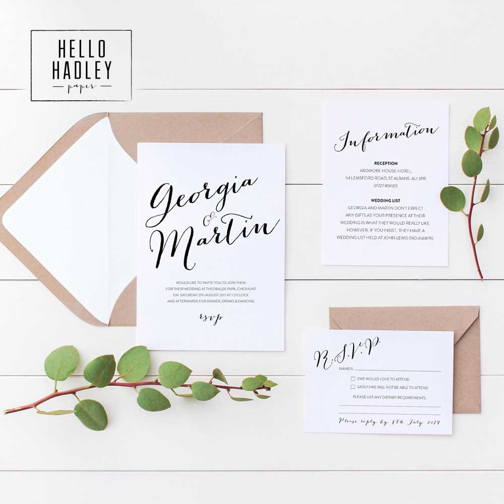 Bailey collection wedding invitation set