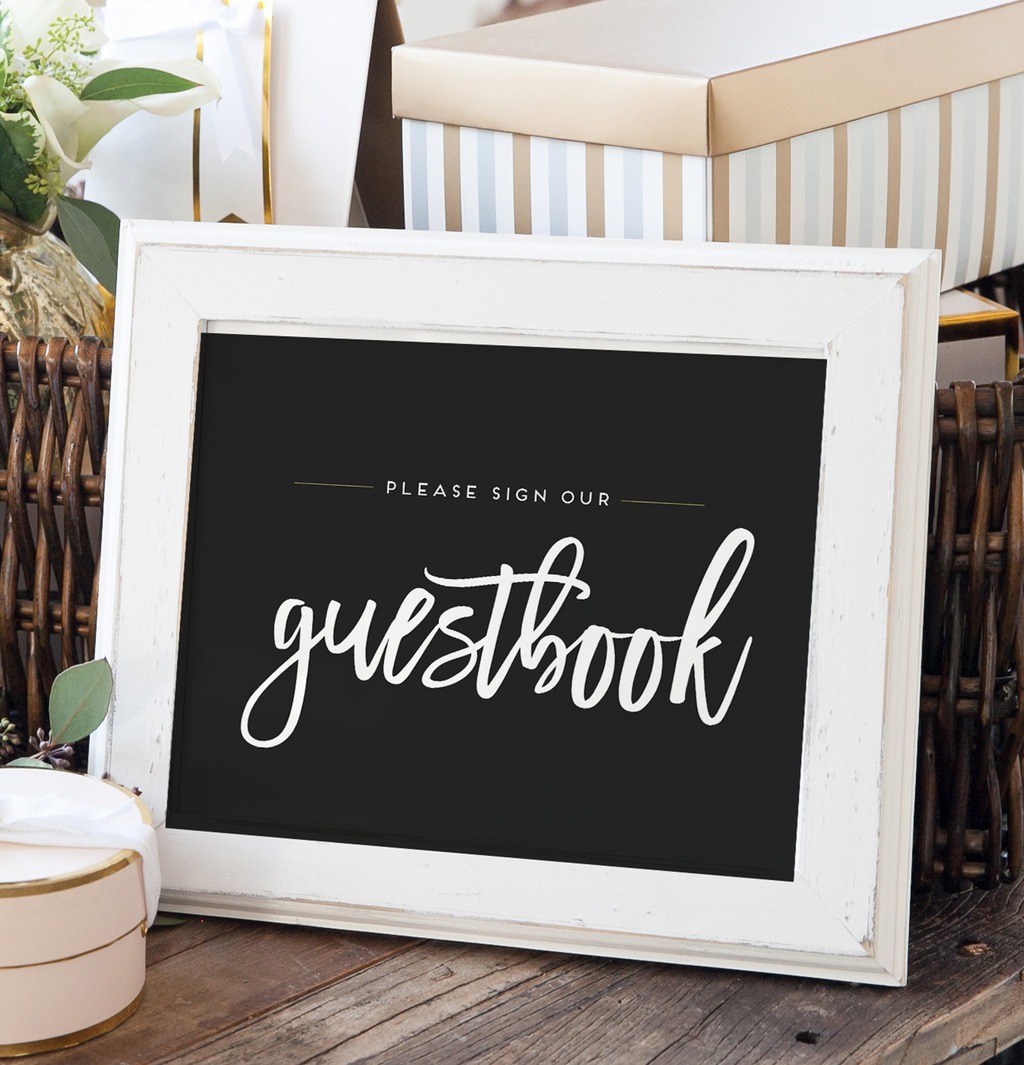 Sign our Guest Book Sign in Black and Gold