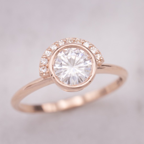 Wedding And Engagment Rings On Onewed Deco Inspired Half Halo Moissanite Engagement Ring