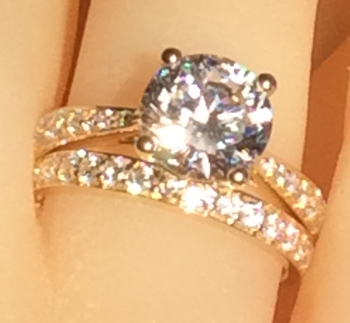 9K Yellow Gold Simulated Diamond Engagement Wedding Ring