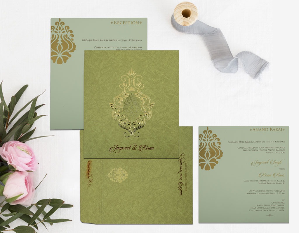 Khaki Matte Foil Stamped Wedding Invitation