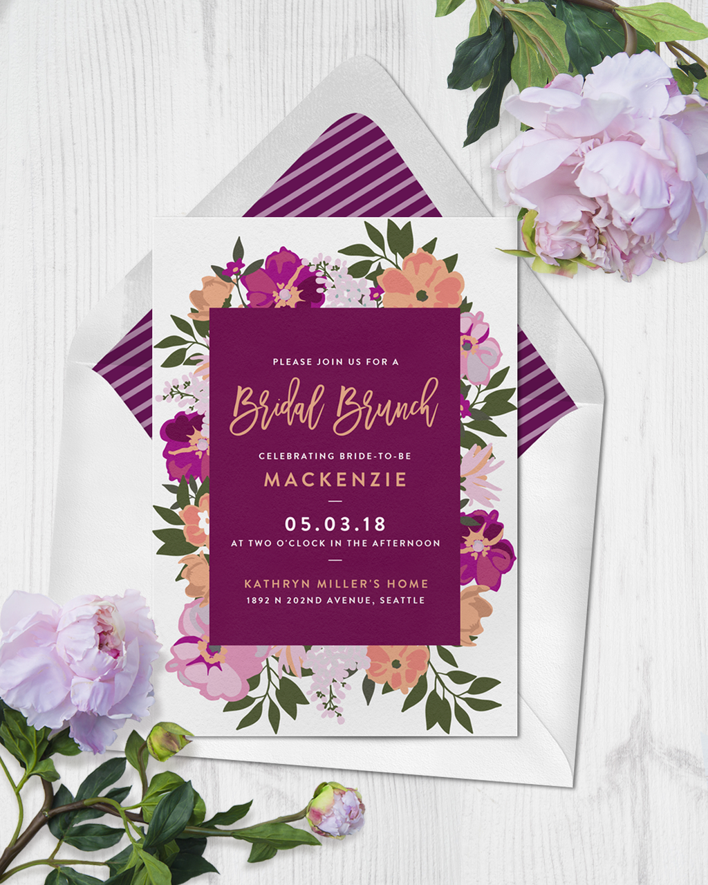 Floral bridal brunch invitation