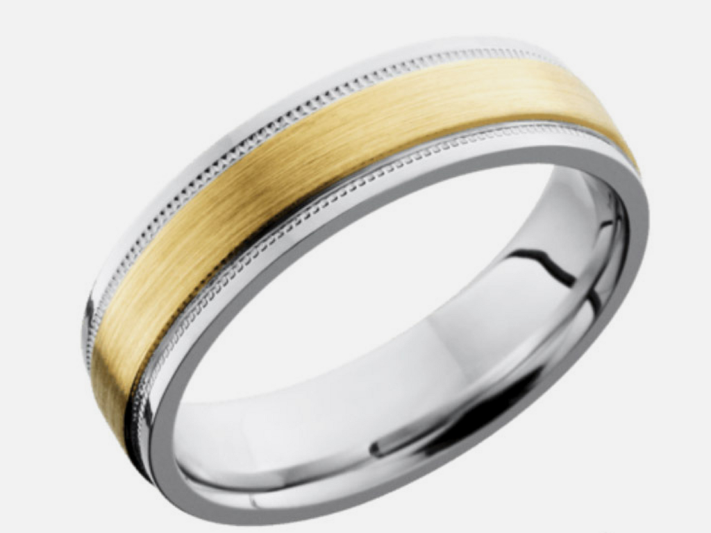 Cobalt Chrome Wedding Ring with 14K Center and Milgrain