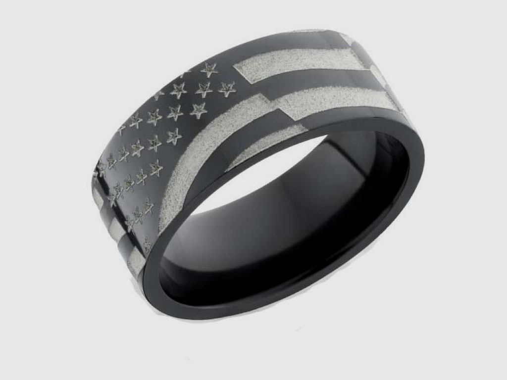 Black Zirconium American Flag Wedding Ring