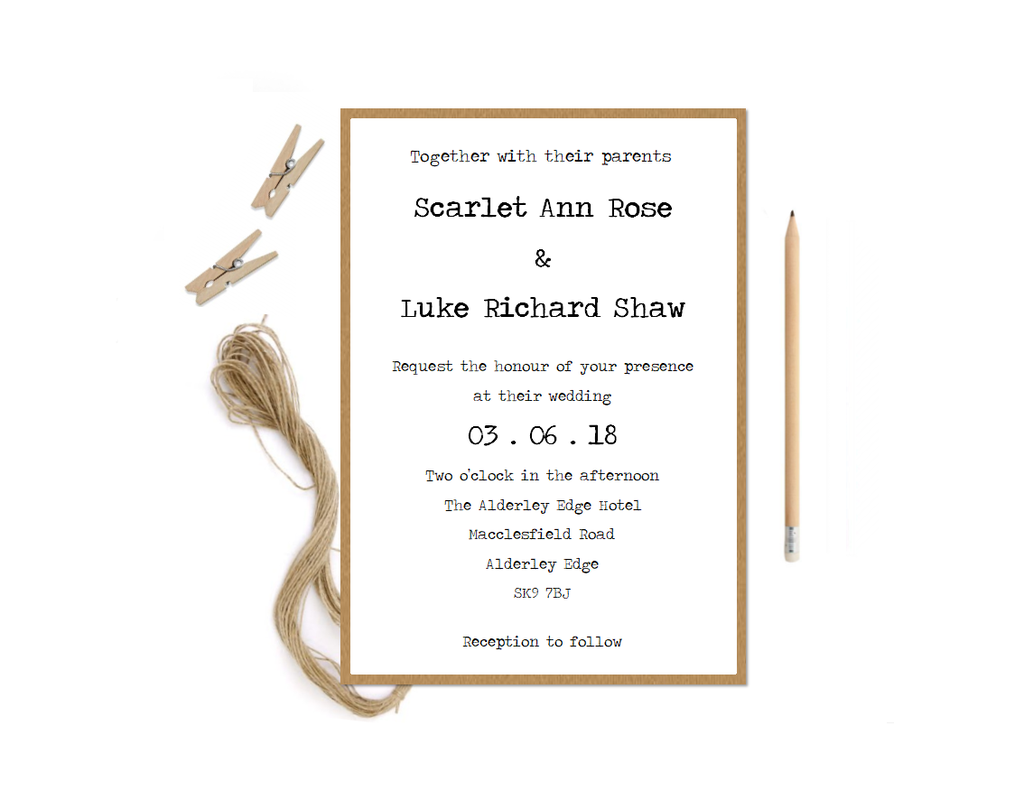 Rustic Typewriter Wedding Invitation