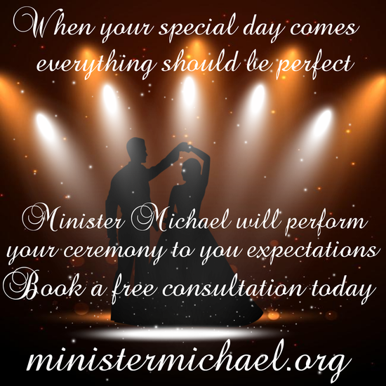 Wedding ceremonies by Minister Michael