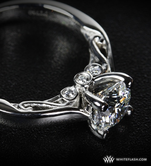 Engagement Ring WhiteFlash, TiffanyStyle Soliaire, BeadSet Diamond Setting
