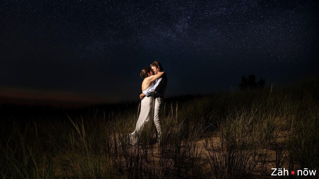 a beach wedding under the stars, Oval beach Saugatuck MI