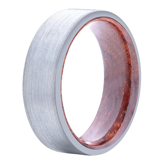 Brushed Tungsten Wood Ring