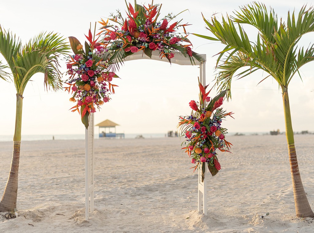 Flower arch beach destination wedding