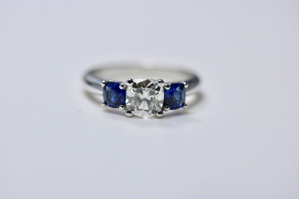 Engagement Ring with Gemstone Accent Stones