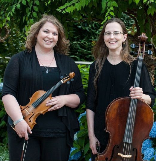 violin and cello duo at Kauffman Garden