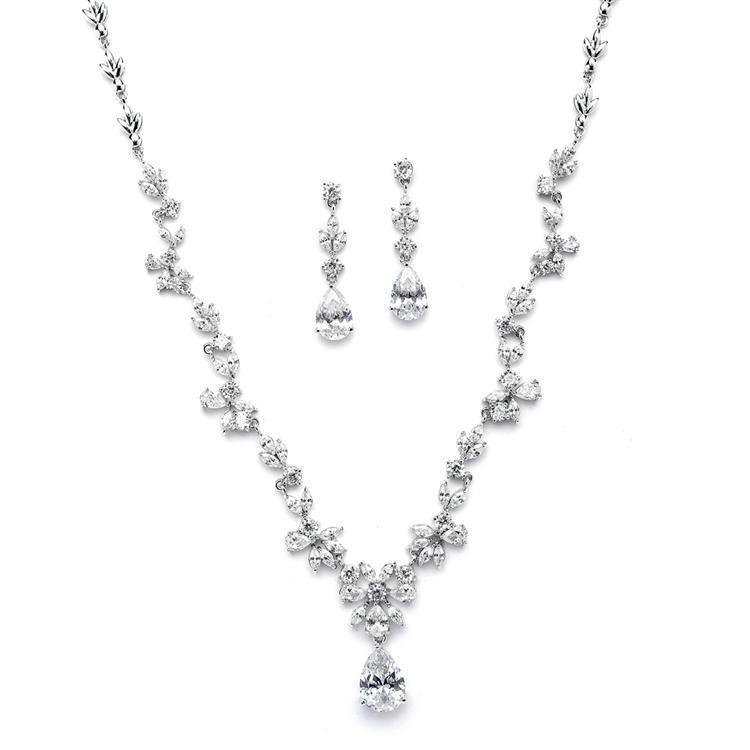 Cubic Zirconia Vine Wedding Jewelry Set
