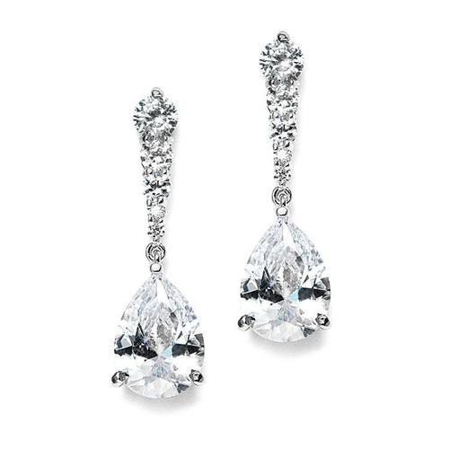 Cubic Zirconia Teardrop Dangle Earrings