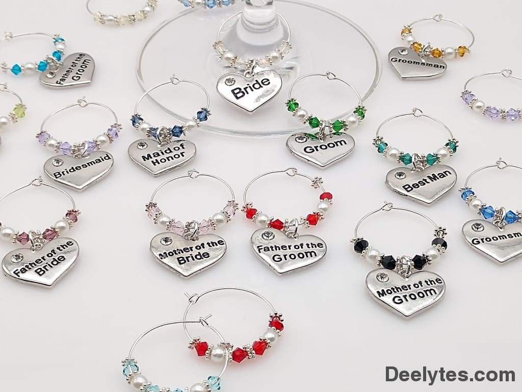 Wedding Wine/Champagne Glass Charm Ring/Marker