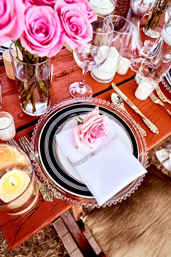 blush pink table setting