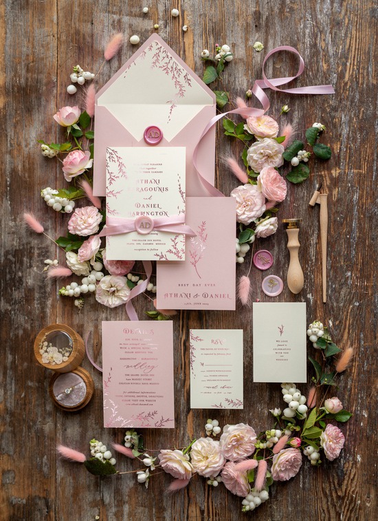 Rose Gold wedding invitations Gold Foil Wedding Invites