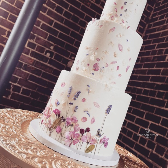 Pressed Flowers Wedding Cake