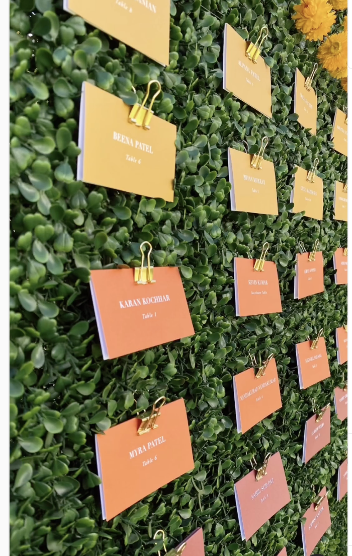 Colorful Place Card Wall
