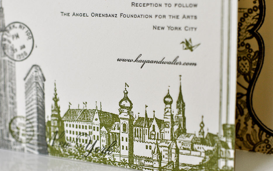 Unfettable Wedding Invitations New York Theme Letterpress 2