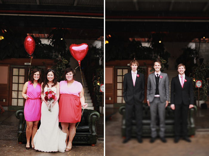 bride with bridesmaids groom with best men