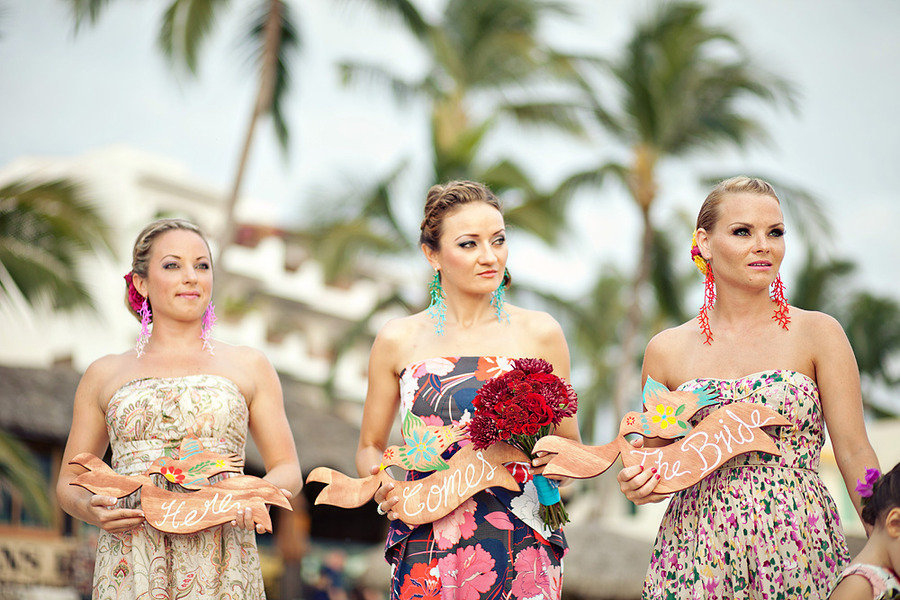 destination wedding bridesmaids printed dresses