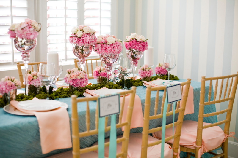 Pink Wedding Flower Centerpiece Silver Vase