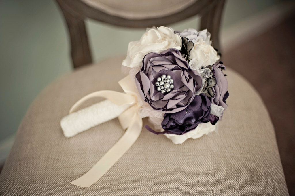 wedding flower alternatives bridal bouquets from Etsy purple ivory