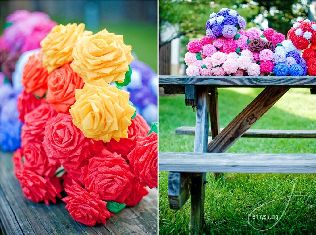 wedding flower alternatives bridal bouquets from Etsy rainbow paper roses